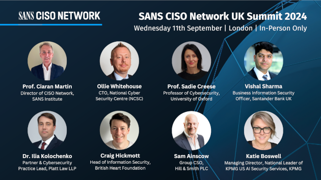 SANS CISO Network UK Summit 2024 in London