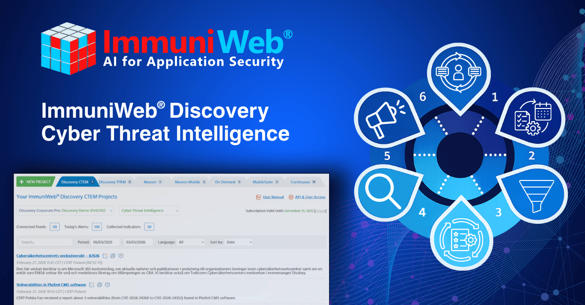 ImmuniWeb Launches a Cyber Threat Intelligence (CTI) Service ImmuniWeb Launches a Cyber Threat Intelligence (CTI) Service