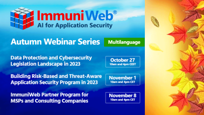 Autumn 2022 Webinar Series by ImmuniWeb