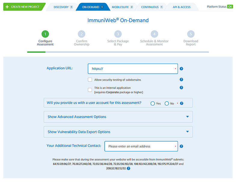 ImmuniWeb On-Demand Screenshot